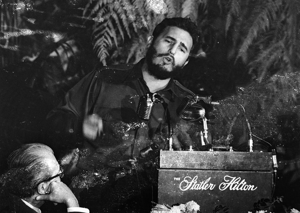 Fidel Castro, Premier of Cuba addressing the American Society of Newspaper Editors during a meeting in Washington, in 1959 (Getty Images)